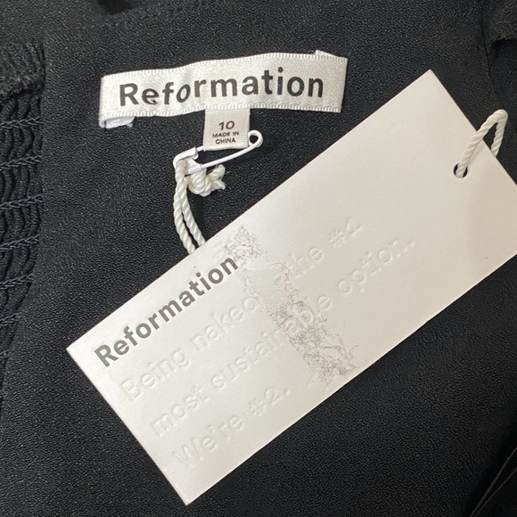 Reformation Ballari Off Shoulder Midi Dress Black - Picture 6 of 7